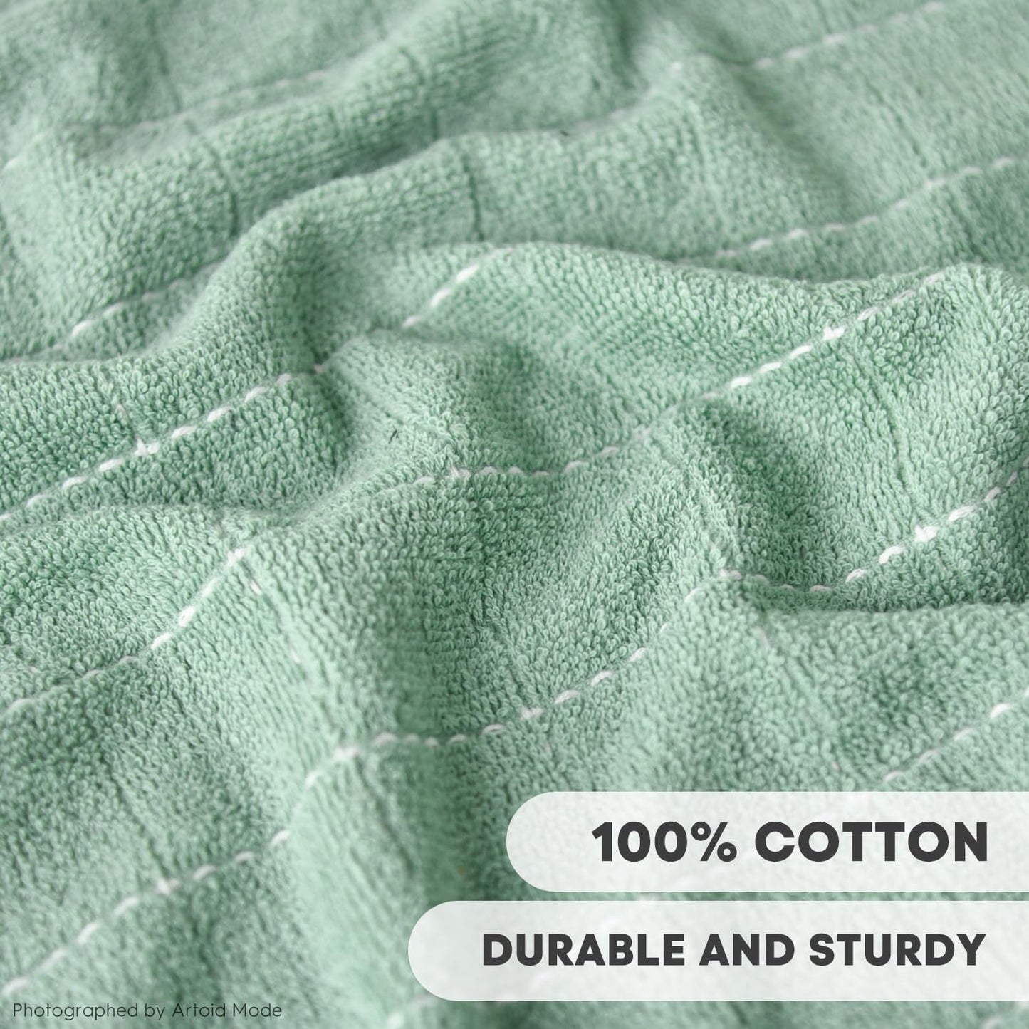 Artoid Mode Checkered Designed Cotton Beige Dark Green Terry Kitchen Dish Cloths, 12x12 Inch Soft Absorbent Quick Drying Kitchen Rags Set of 6