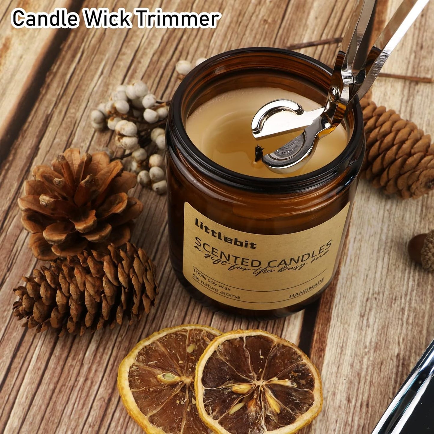 4IN1 Candle Accessory Set, Rechargeable LighterCandle Wick Trimmer Cutter, Candle Snuffer & Candle Wick Dipper for Candle Aromatherapy Lover Gift, Stainless Steel Candle Care Kit (Silver)