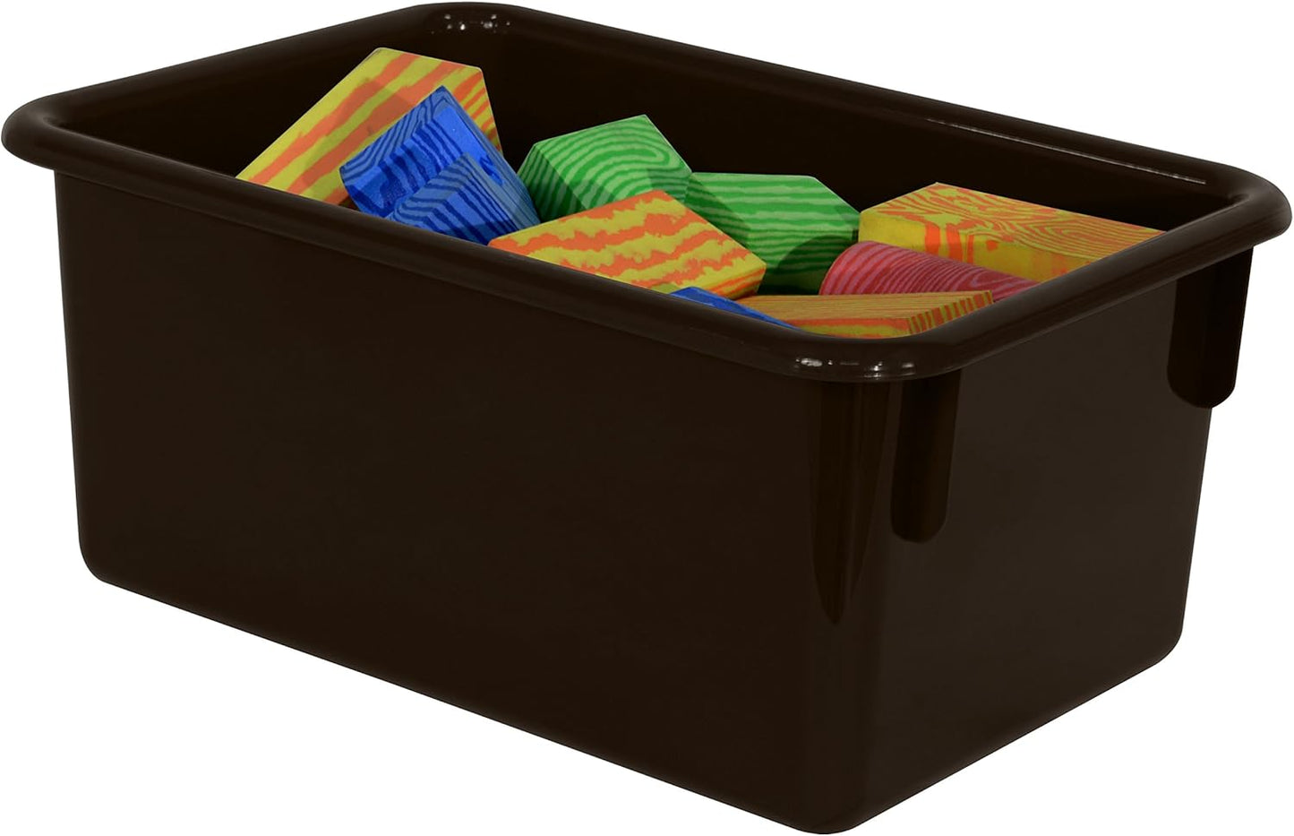 Wood Designs Cubby Storage Bin, Heavy Duty Plastic Containers for Kids Brown Cubby Tray Set of 20