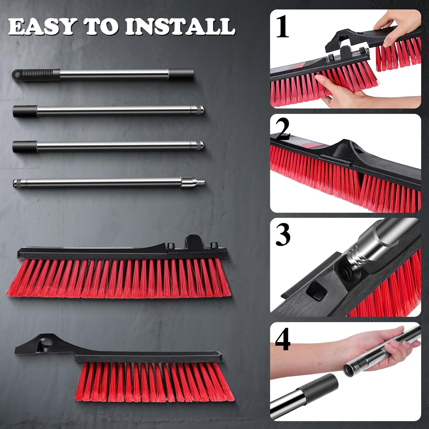 MASTERTOP 25'' Yard Broom, Heavy Duty Garden Broom with Stiff Bristles, Outdoor Sweeping Brush,Push Broom for Warehouse Garden Garage Factory Patio Deck Driveways