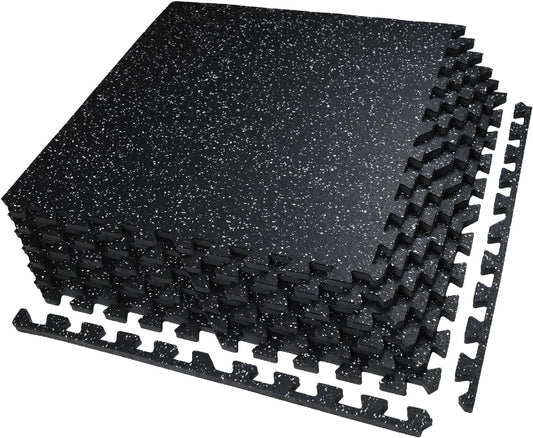 AIRHOP 0.56in Thick 24 Sq Ft Exercise Equipment Mats, 6 Tiles Upgraded Rubber Top with High Density