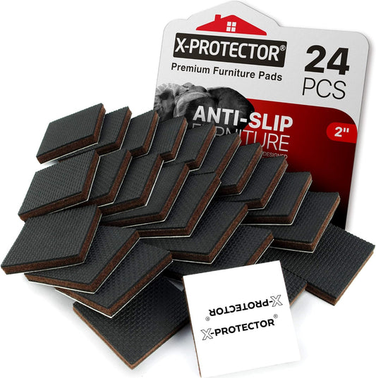 X-PROTECTOR Non Slip Furniture Pads – 24 pcs Premium Furniture Grippers 2"! Best SelfAdhesive Rubber Feet Furniture Feet – Ideal Non Skid Furniture Pad Floor Protectors – Keep Furniture in Place!