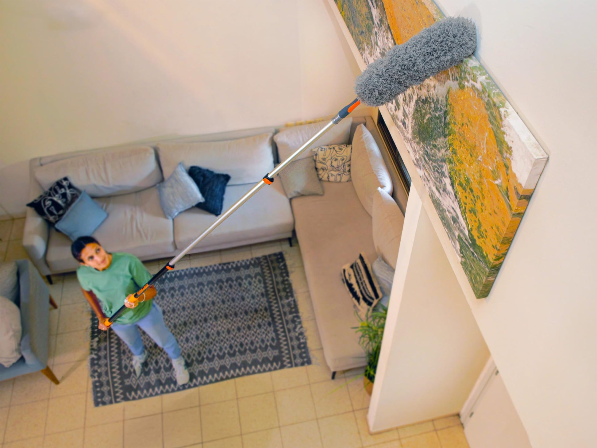 20 Foot High Reach Duster Kit with 4-12 ft Telescopic Extension Pole