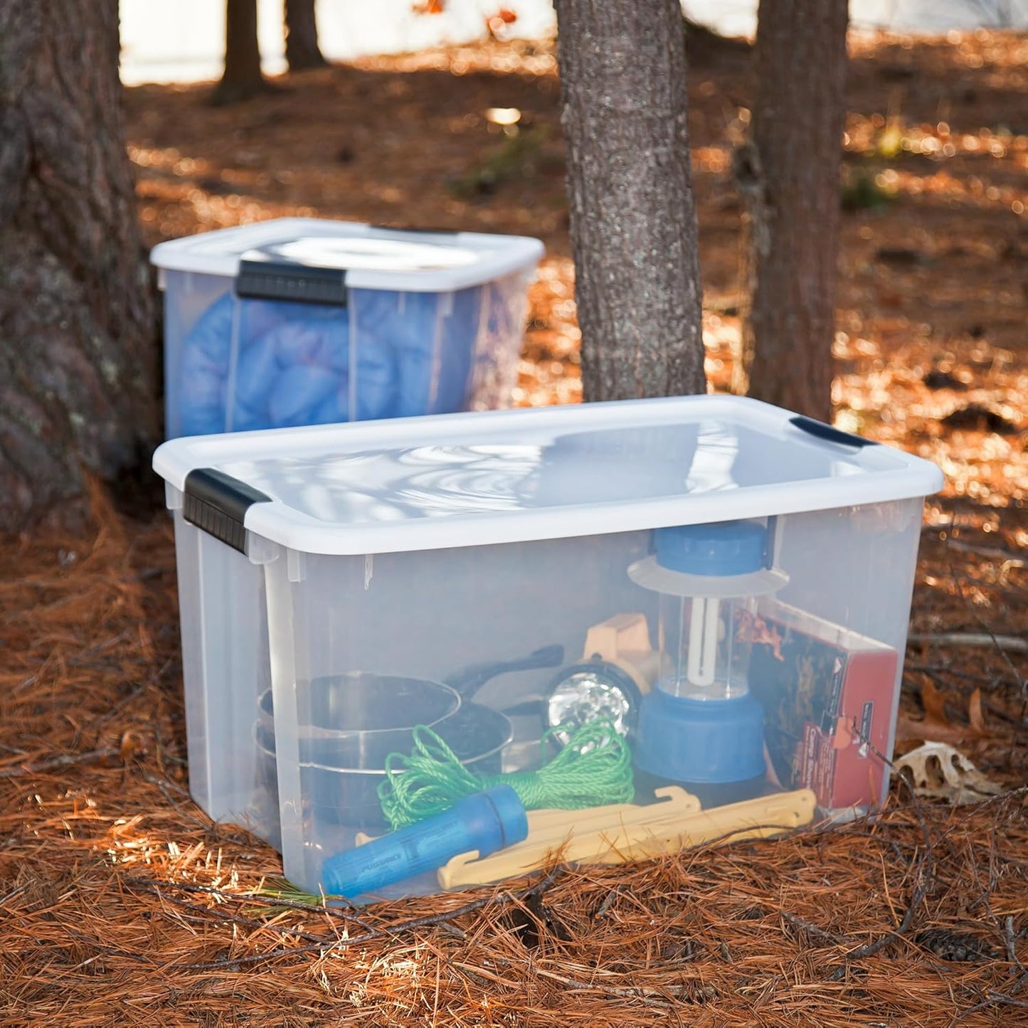 Sterilite 20-Pack Ultra Latching Box, Storage Bins with Lids, Clear Plastic, 70 Quart - Heavy-Duty Organizing Containers for Closet, Bathroom, and Office