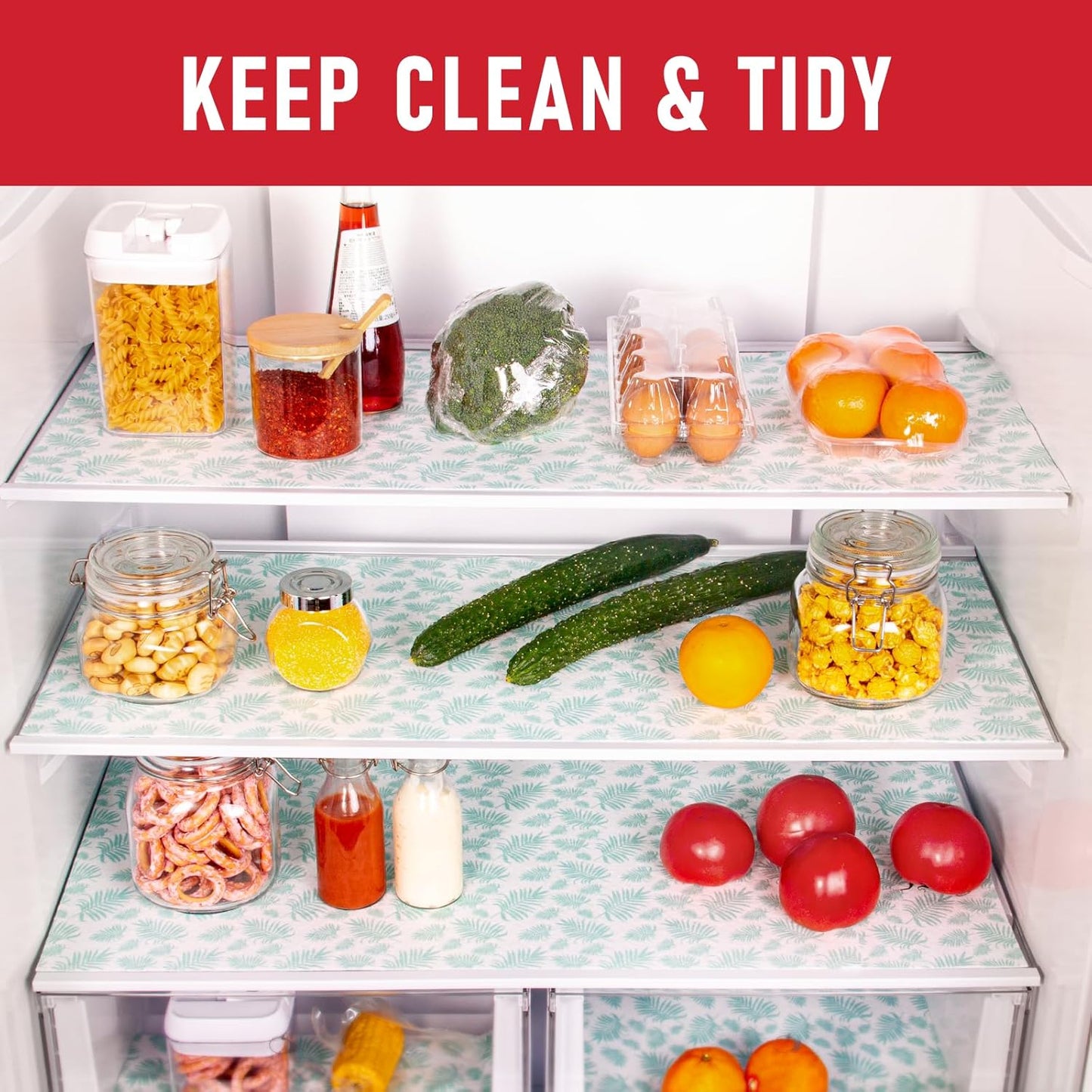 Cooyes Absorbent Refrigerator Liners, Non Slip Shelf Liner for Drawers & Kitchen Cabinets, Cloth Material Keep Produce Fresh Longer, Machine Washable, 17.7" * 24", 6 Pack