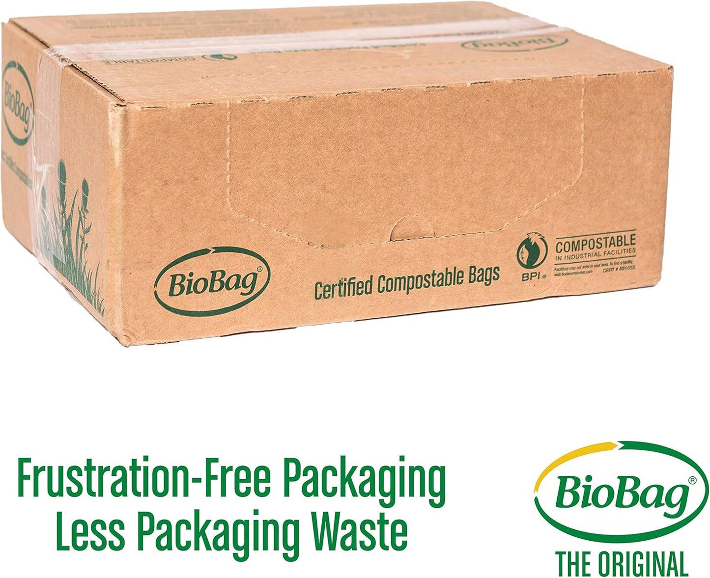 BioBag (USA) The Original Compostable Bag, 32 Gallon, 120 Count, 100% Certified Compostable Trash Bag Liners for Food Waste, Extra Strong and Durable, Trash Bag
