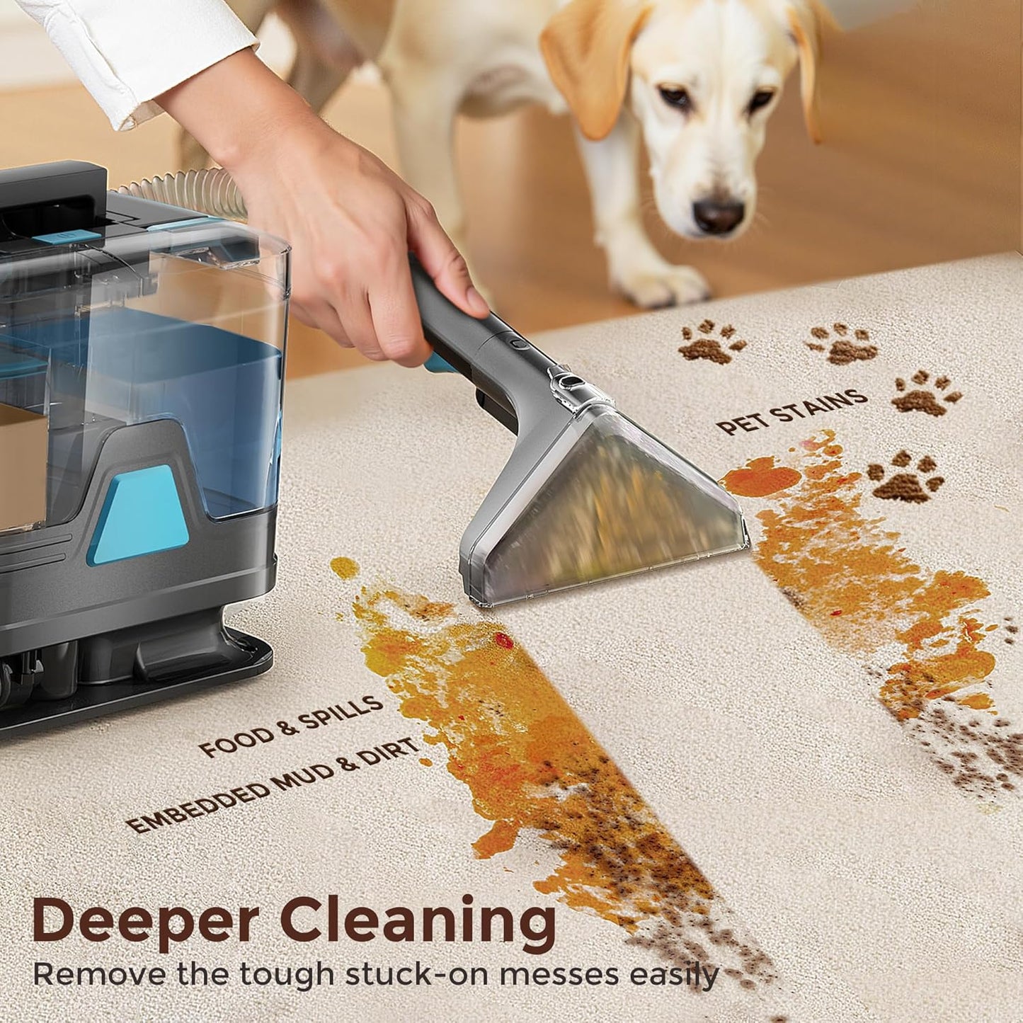 DEVOAC C8 Portable Carpet Upholstery Spot Cleaner Machine with Versatile Tools, Self-Cleaning, 18Kpa Powerful Suction, Pet Stain Remover, Car and Auto Detailer (Green)