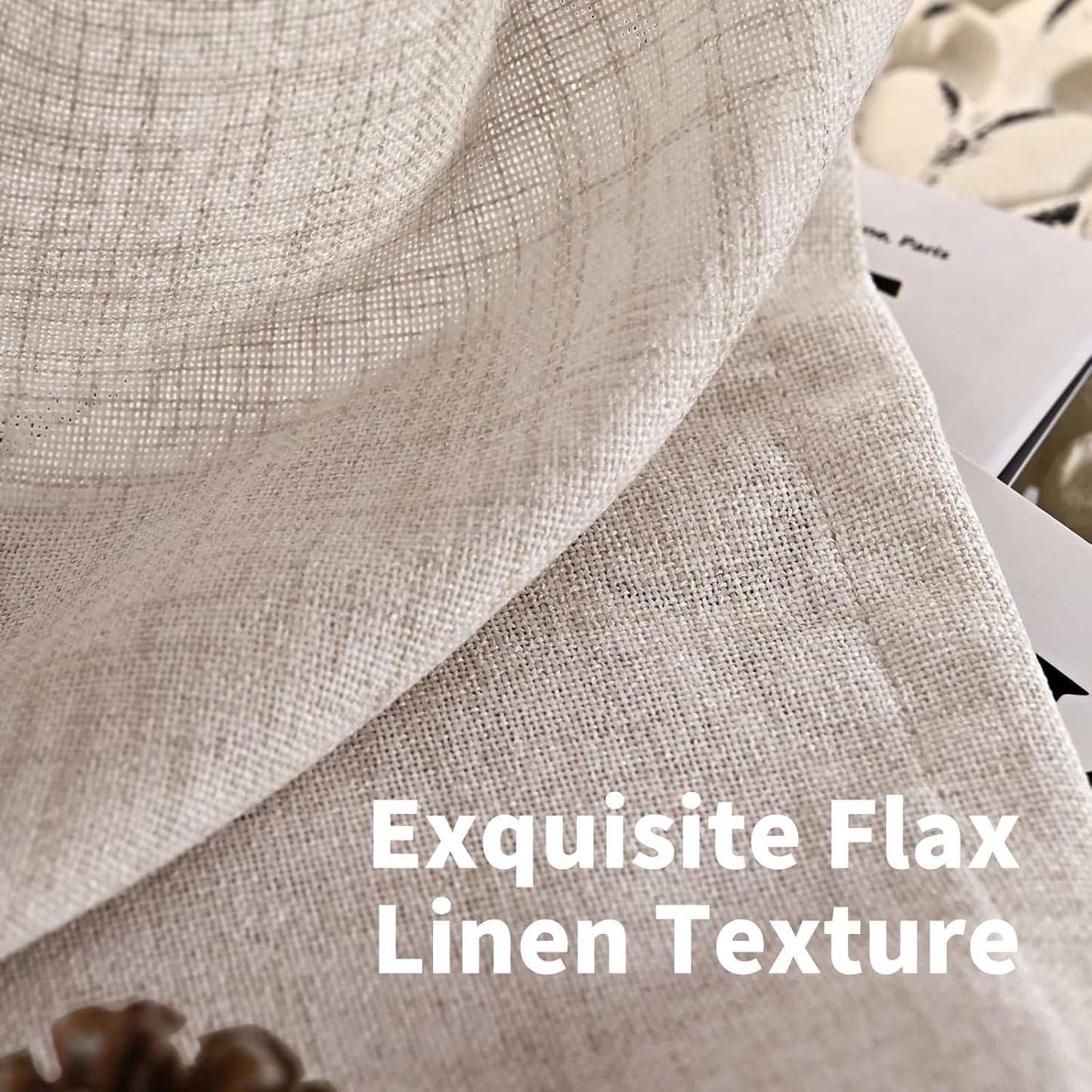 YoungsTex Natural Linen Curtains 72 Inch Length for Living Room Pinch Pleated Light Filtering Textured Window Drapes for Bedroom Home Office Privacy Back Tab, 2 Panels, 40 X 72 Inch