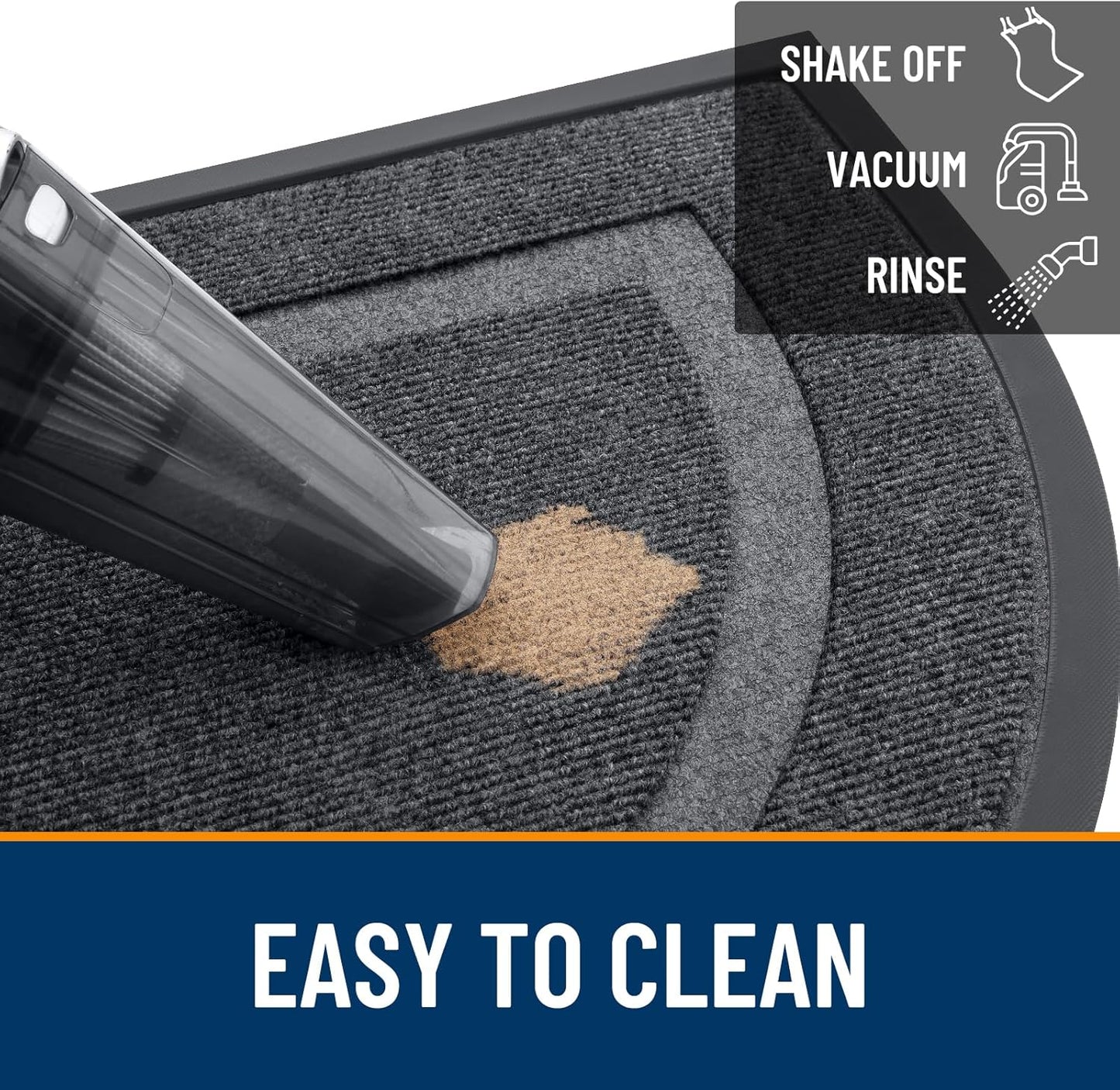 OLANLY Half Circle Door Mat Indoor Outdoor Entrance Welcome, Waterproof All-Season, All-Weather Doormat, Sturdy Natural Rubber, Low Profile, Easy Clean Patio Porch Entryway Mat, 59x23, Grey