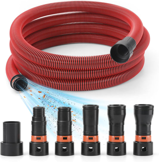 Klabb 16 Feet Dust Collection Hose Kit for Home and Shop Vacuums System with 6 Adapters of