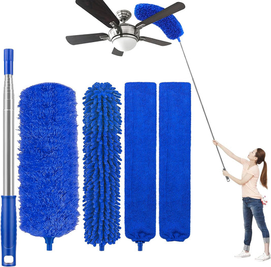 Microfiber Feather Duster 5-in-1 Kit for Dusting and Cleaning – 30–100" Extension Pole, Anti-Slip