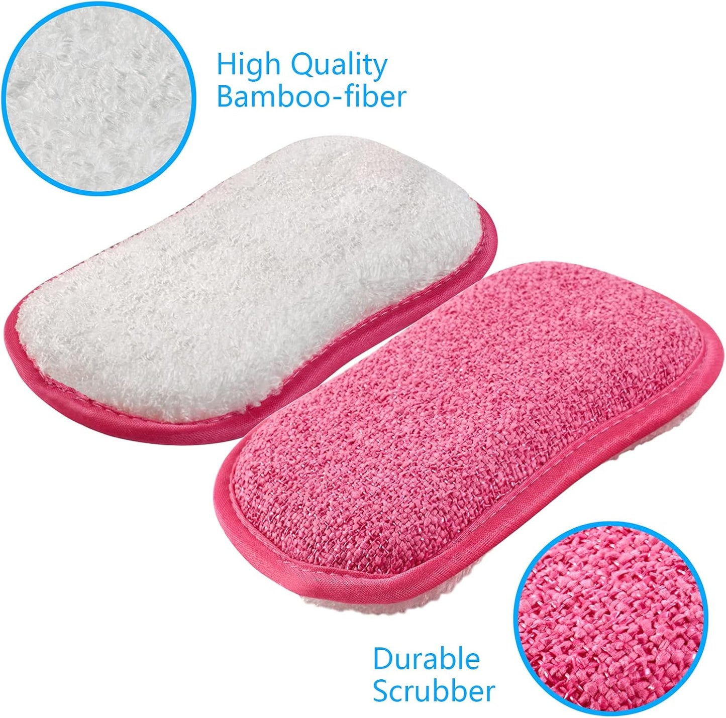 Kitchen Dish Sponge Scrubber Non Scratch, Dishcloth No Odor Reusable Washable Multipurpose Scrub Pads Sponges Heavy Duty for Dawn Dish Soap Cleaning of Sink Pans