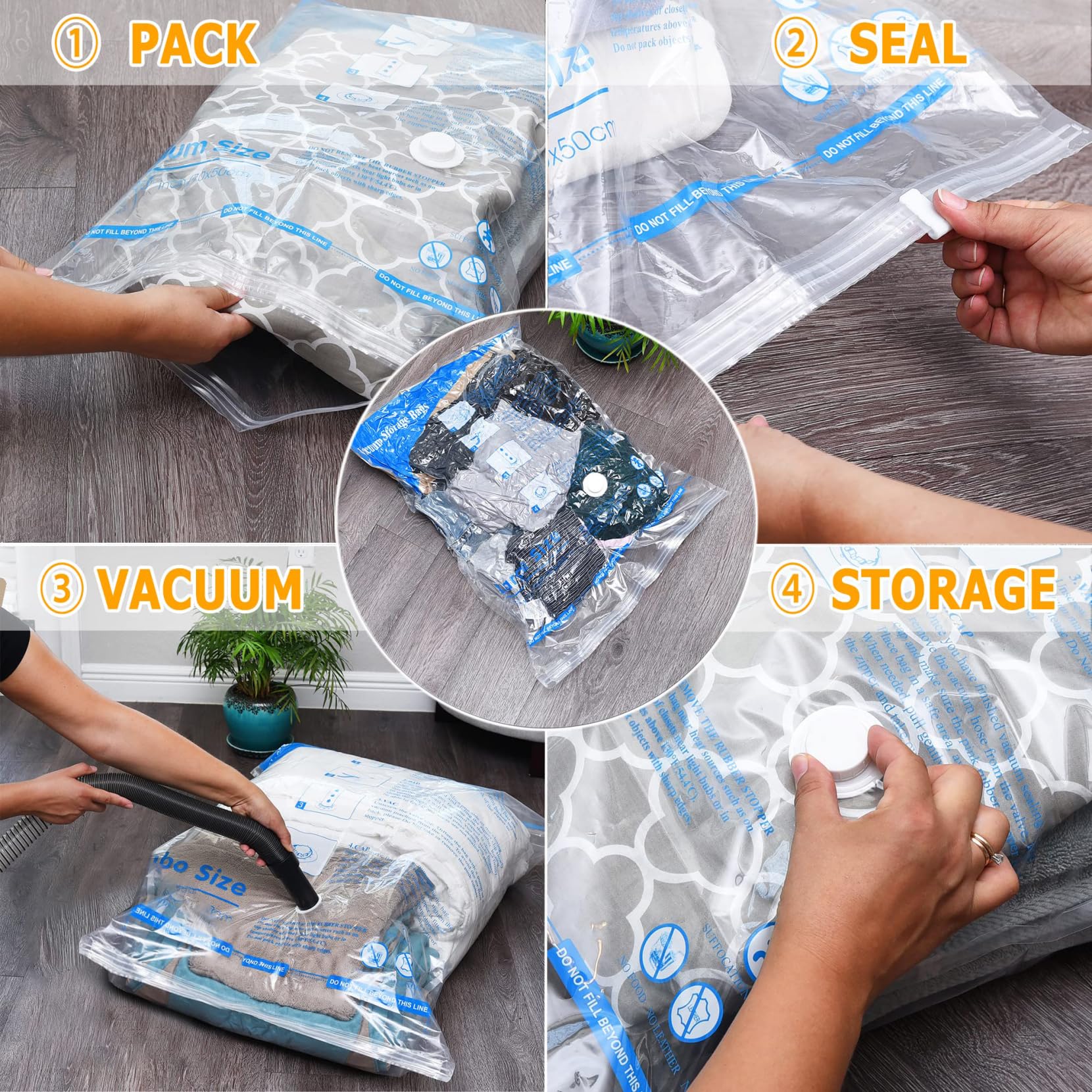 MEIQIHOME Vacuum Storage Bags, Space Saver Sealer Bags,Vacuum seal bags for clothing, Pillows