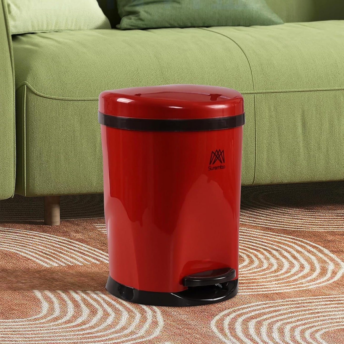 Small Bathroom Step On Trash Can with Lid, Kitchen Garbage Can with Removable Inner Bucket, 2.6 Gal