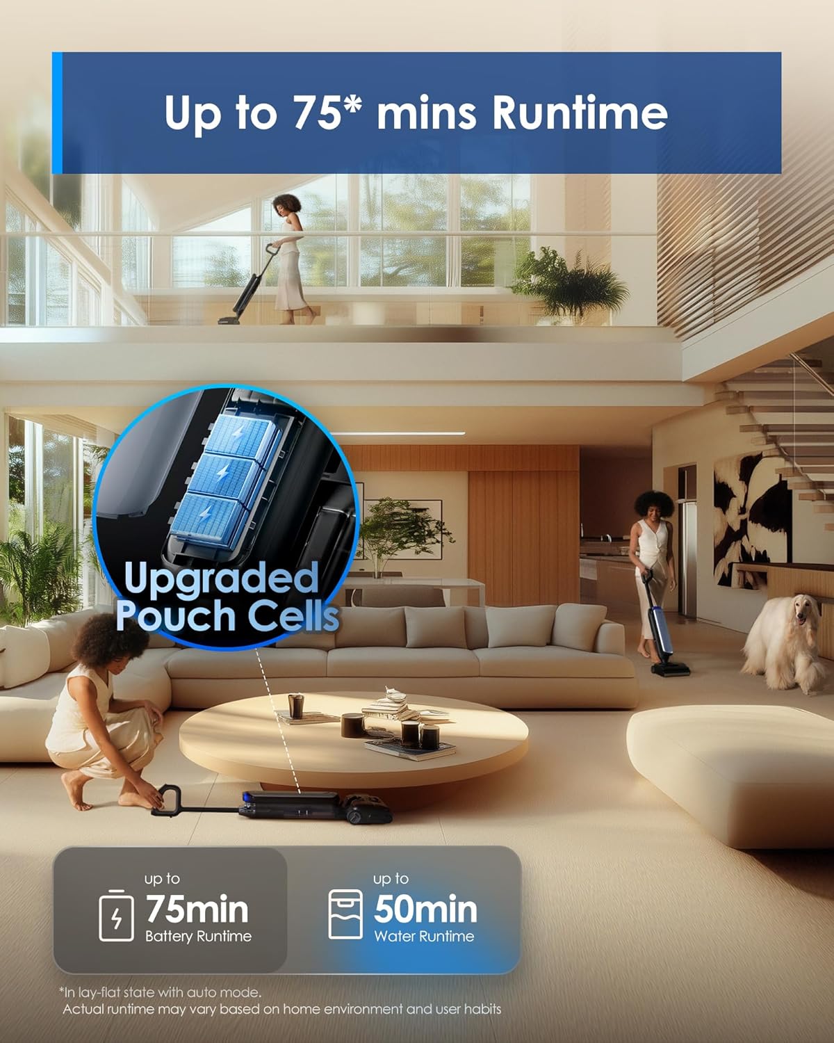 Tineco Floor One S9 Artist Pro Wet Dry Vacuum Cleaner, 22kPa Suction, 360° SmoothDrive, Anti-Tangle Design, 185°F Flashdry, 75 Min Runtime, Dual-Edge Cleaning, 180° Lay-Flat