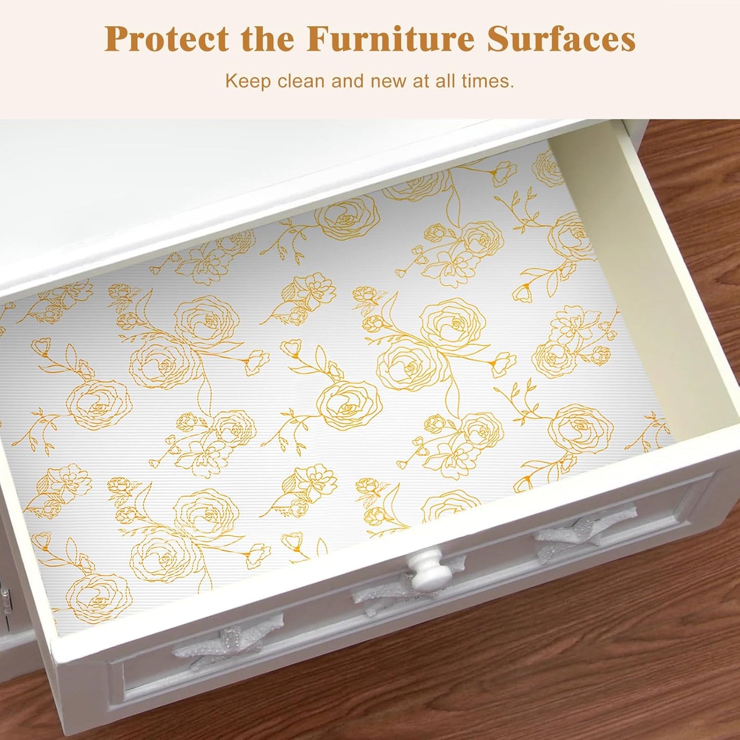 Shelf Cabinet Liner for Kitchen- Non Adhesive Drawer Liner Refrigerator Liner, Premium Waterproof Shelf Paper Protect Surface, Non Slip Easy to Clean Durable EVA Material, Roses, 11.8 in x 20FT