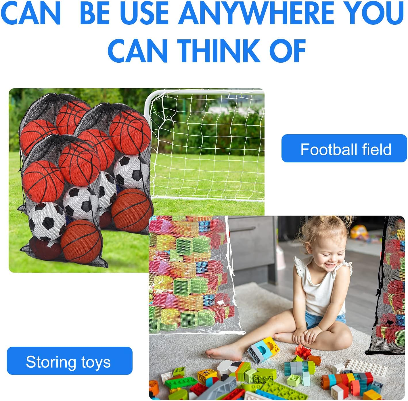 Berlune 30 Pack 24 x 36 Inches Large Mesh Bags for Laundry, Wash bags, Sturdy Mesh Material Closed with Drawstring, Factory, University, Dormitory, Travel and Apartment Dweller (Black, White)