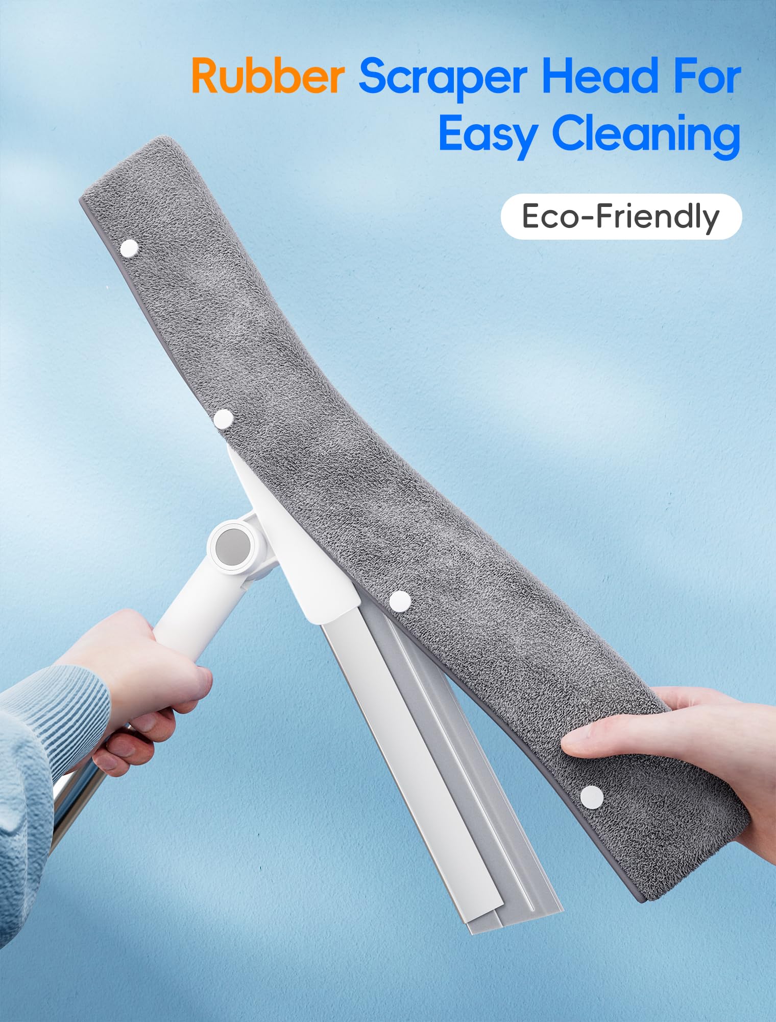 Floor Squeegee Broom with Long Handle, Heavy Duty Rubber Squeegee Kit, Scrubber for Tile Floor