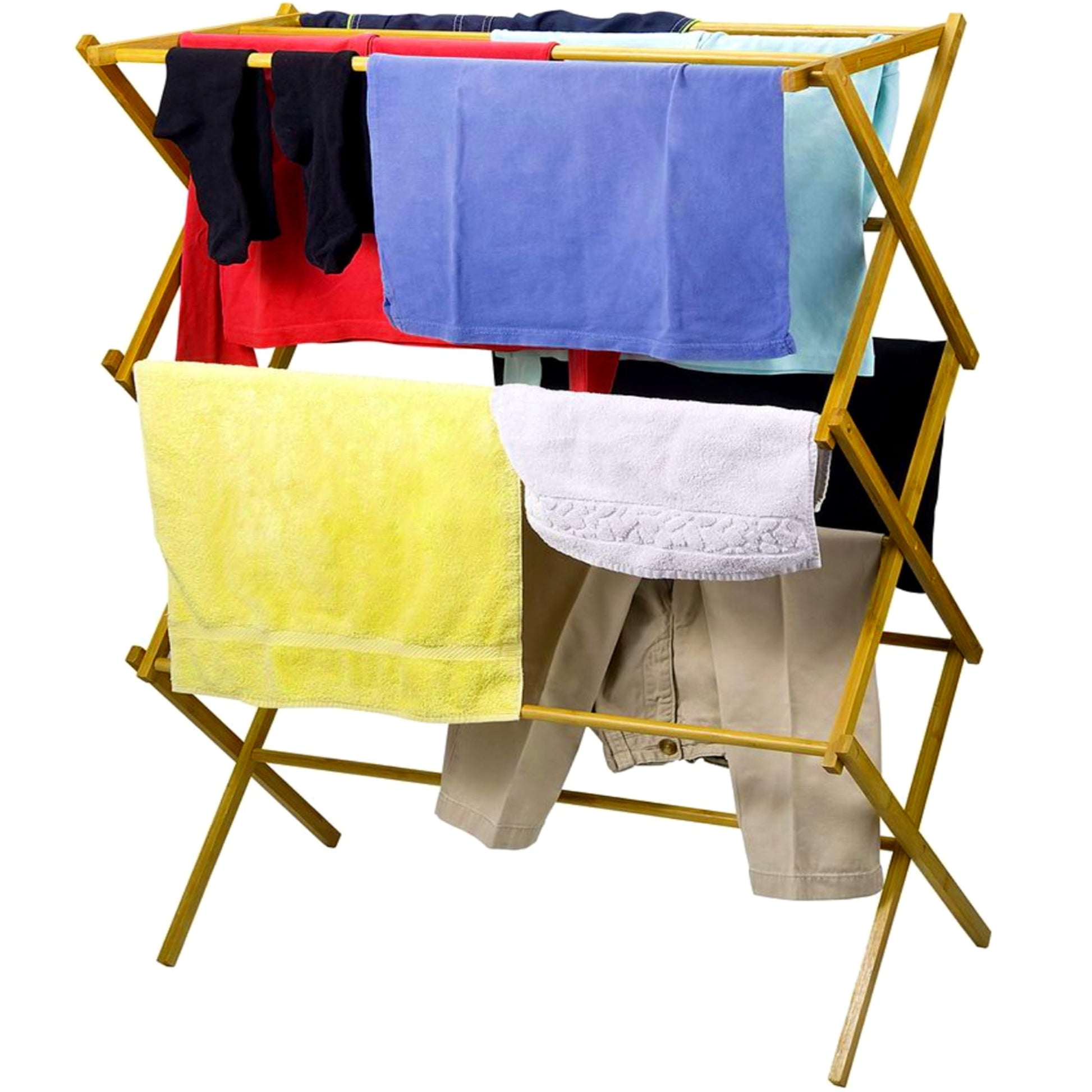 HOME IT Wooden Clothes Drying Rack for Laundry - Collapsible Folding Bamboo Laundry Drying Rack for