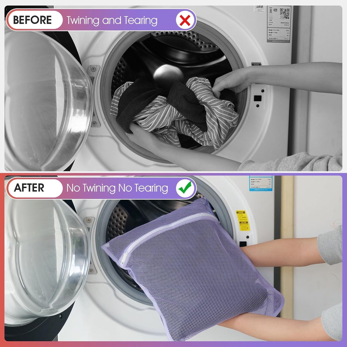 5Pcs Mesh Laundry Bags Sturdy for Delicates, Lingerie, Bras, Travel and Organize - 5 Color(14x20 Inch)