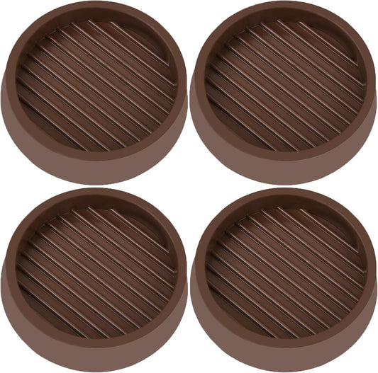 3X3 Round Rubber Caster Cups, Non Slip Furniture Pads, Anti-Slip Gripper, Anti Skid Furniture Feet, Anti Slide Floor Protector for Bed Couch Table Chair Stoppers - Brown, 4 Pack