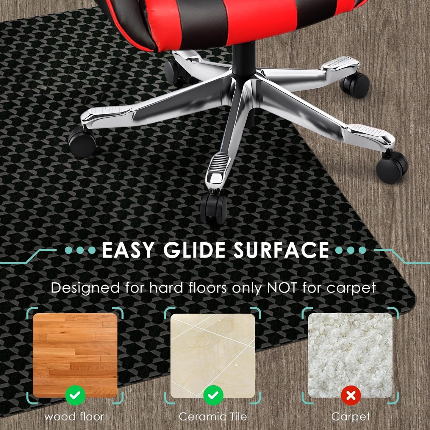 Vicwe Office Chair Mat for Hardwood Floor, 48" x 36" Office Chair Mats, Gaming Chair Mat for Hardwood, Easy Glide for Chairs, Multi-Purpose Floor Protector Desk Chair Mat for Home Office