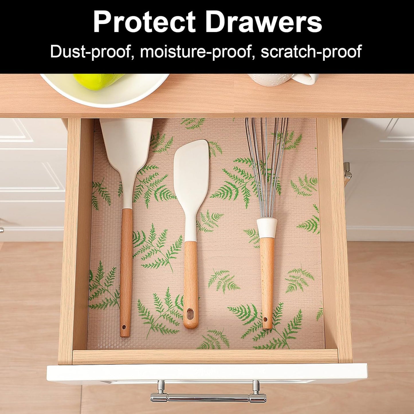 Cooyes Shelf Liners for Kitchen Cabinets, Waterproof and Oil-Proof Kitchen Cupboard Liner, Refrigerator Liners and Plastic Drawer Mats EVA Non Adhesive Shelves