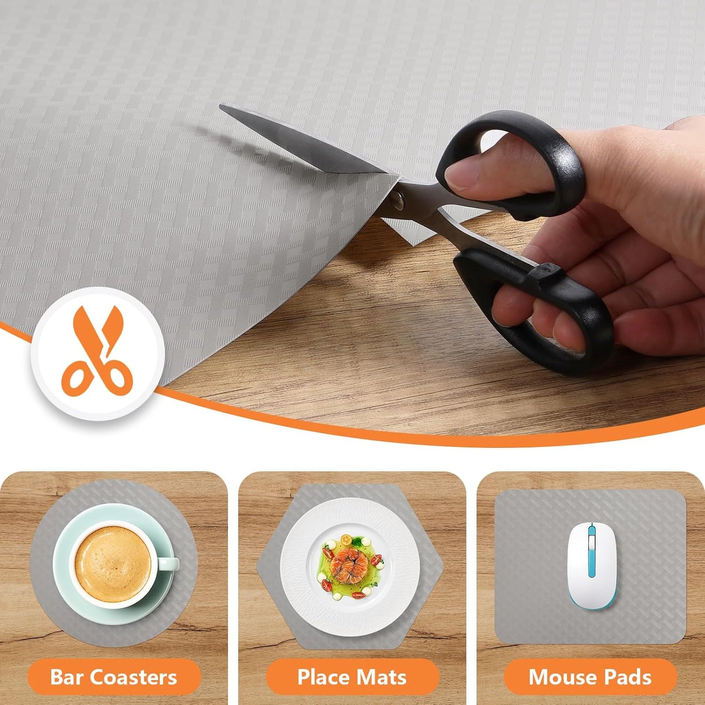 Light Gray Shelf Liners for Kitchen Cabinets Refrigerator Liners Waterproof & Oil-Proof Kitchen Cupboard Liner Drawer Mats EVA Material Non Adhesive Fridge Liner for Shelves 23.6 x 236.2 Inches