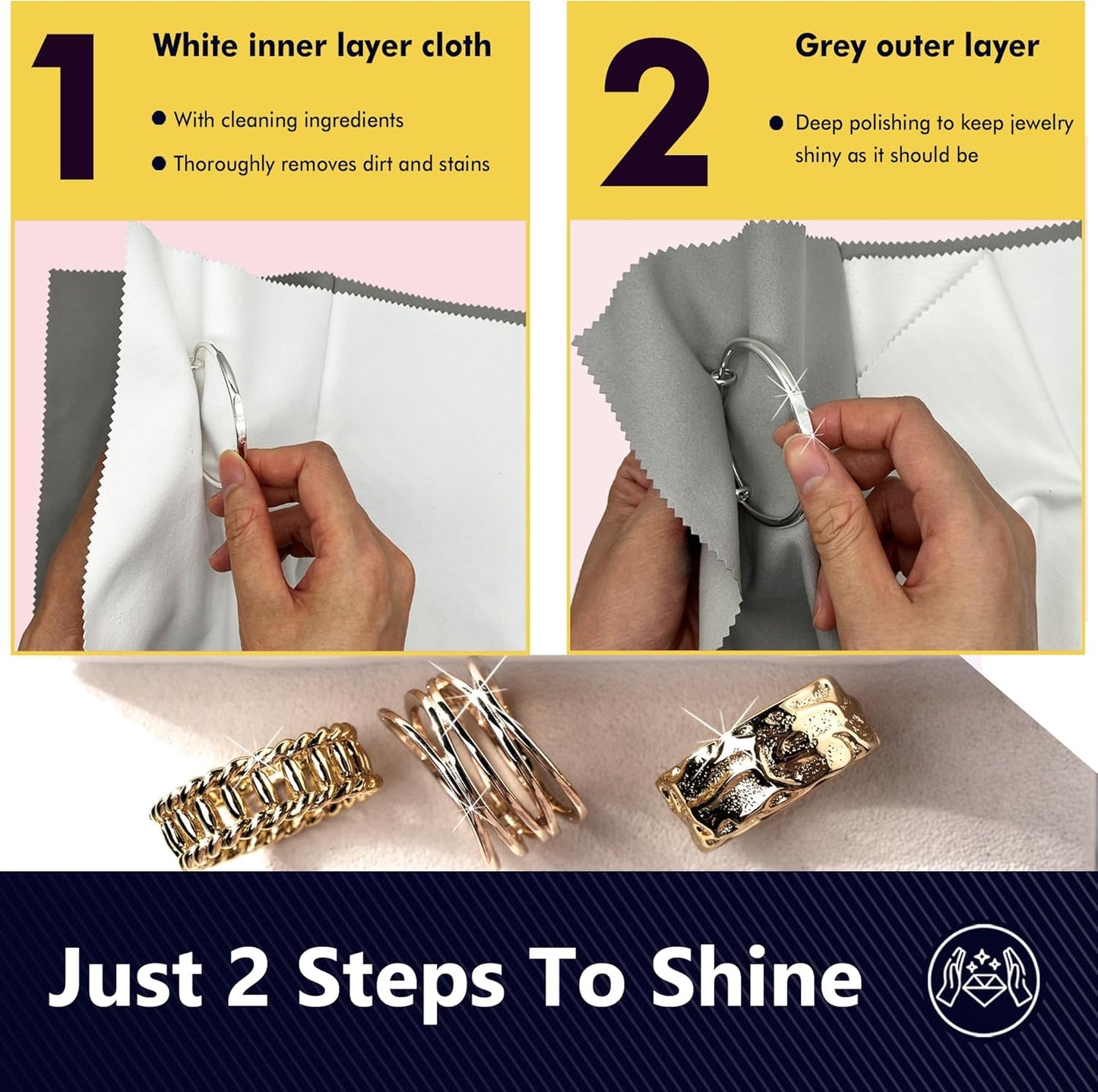 XIAOXINGYUN 10 PCS Silver polishing Cloth,Jewelry Cleaning Cloth for Sterling Silver, Multi-Layer Silver Jewelry Cleaner Cloth Keep Jewelry Cleaning and Shiny (6'' x 8''*10Pcs)…