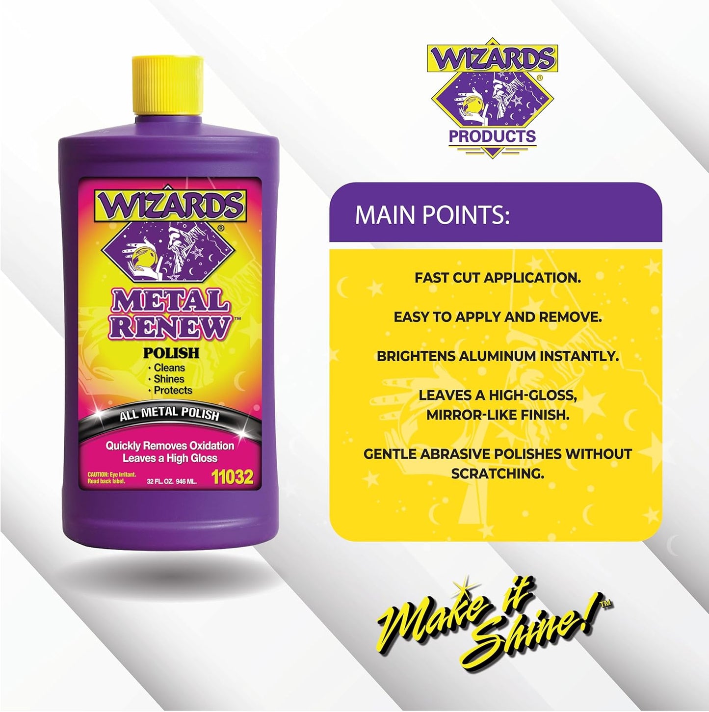 Wizards Metal Polish Cream Metal Renew - Cleans, Shines and Protects All Metals - Cream Fast-Cut Polish and Stainless Steel Cleaner - High Gloss Metal Polish - 32 oz