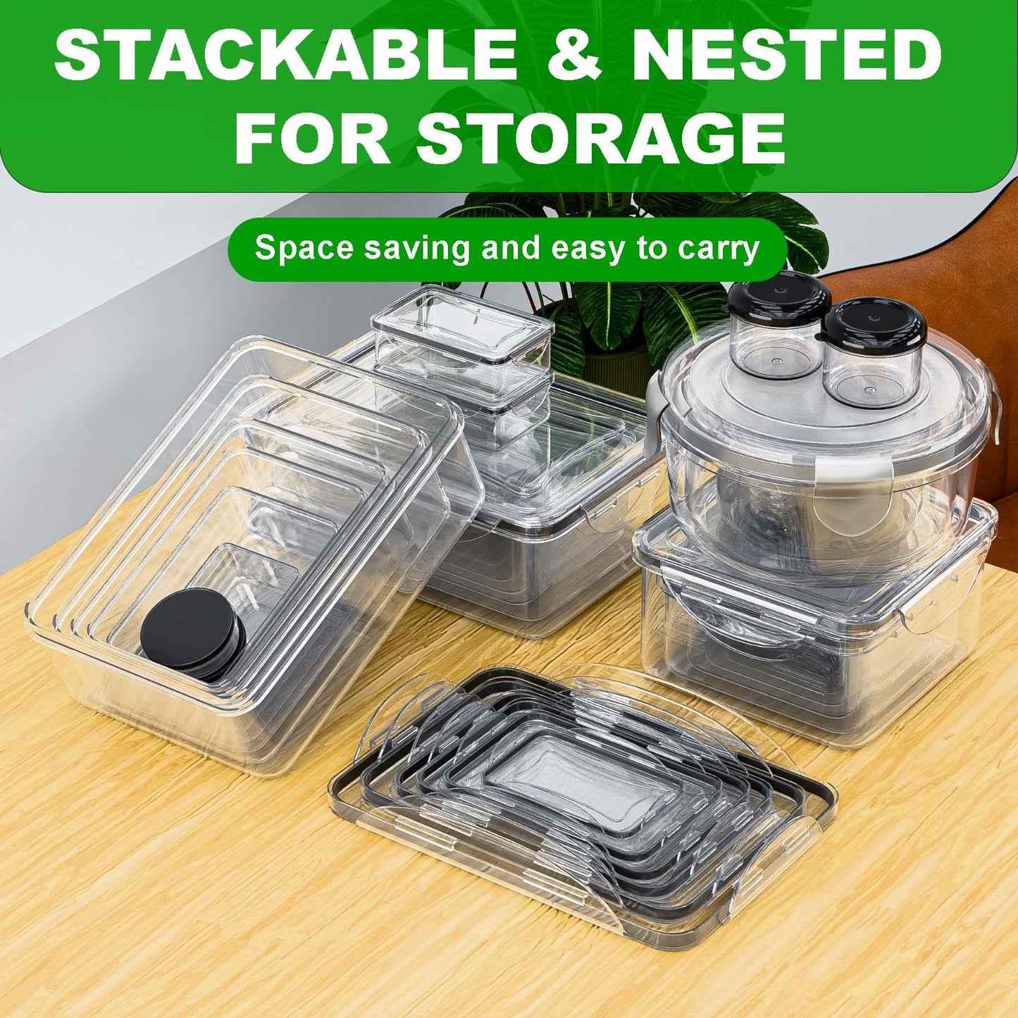 62 Pcs Large Food Storage Containers with Lids Airtight,Total 656OZ(31 Containers &31 Lids)