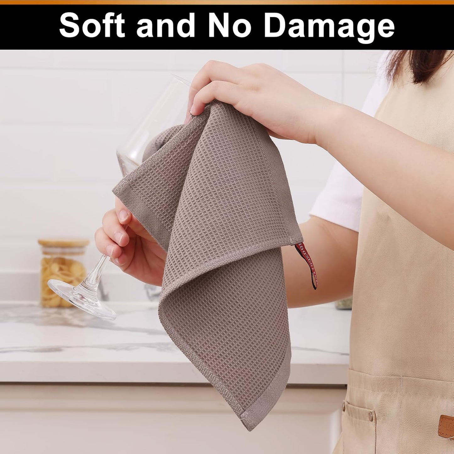 Homaxy 100% Cotton Waffle Weave Dish Cloths - 6 Pack Soft and Absorbent Dish Towels - 12 x 12 Inches Quick Dry Dish Rags - Brown