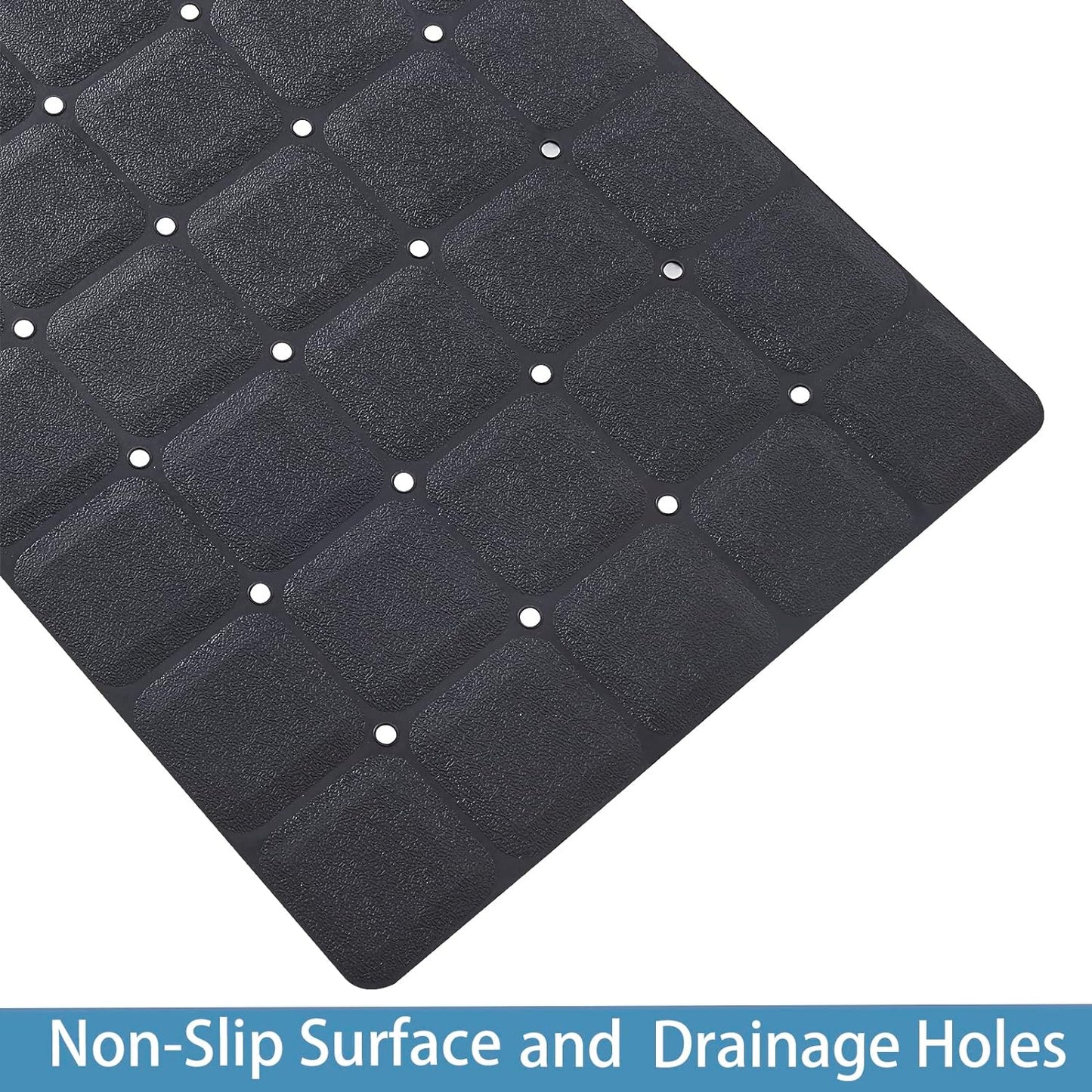 Foldable Silicone Bathtub Mat: Jumbo Size Heavy Duty Safety Bath Mat for Tub Without Suction Cups Non Slip Bath & Shower Mat for Textured, Reglazed, Refinished Tub (Black, 35.8 x 17.7)