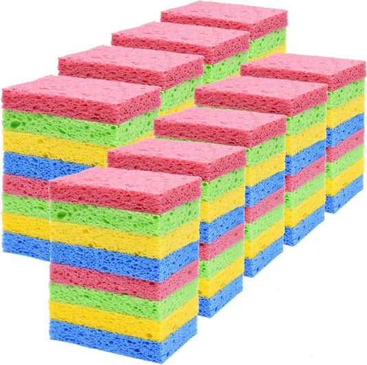YoleShy 72 Pack Sponges Kitchen Natural Compressed Cellulose Sponges Bulk Non Scratch for Household Cookware Bathroom Cars Soft Super Absorbent Reusable