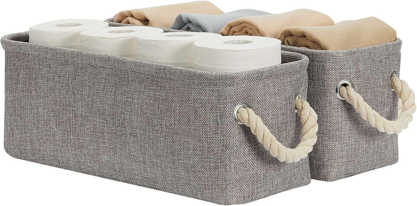 DULLEMELO Toilet Paper Storage Basket, Toilet Tank Basket with Rope Handles (Grey)