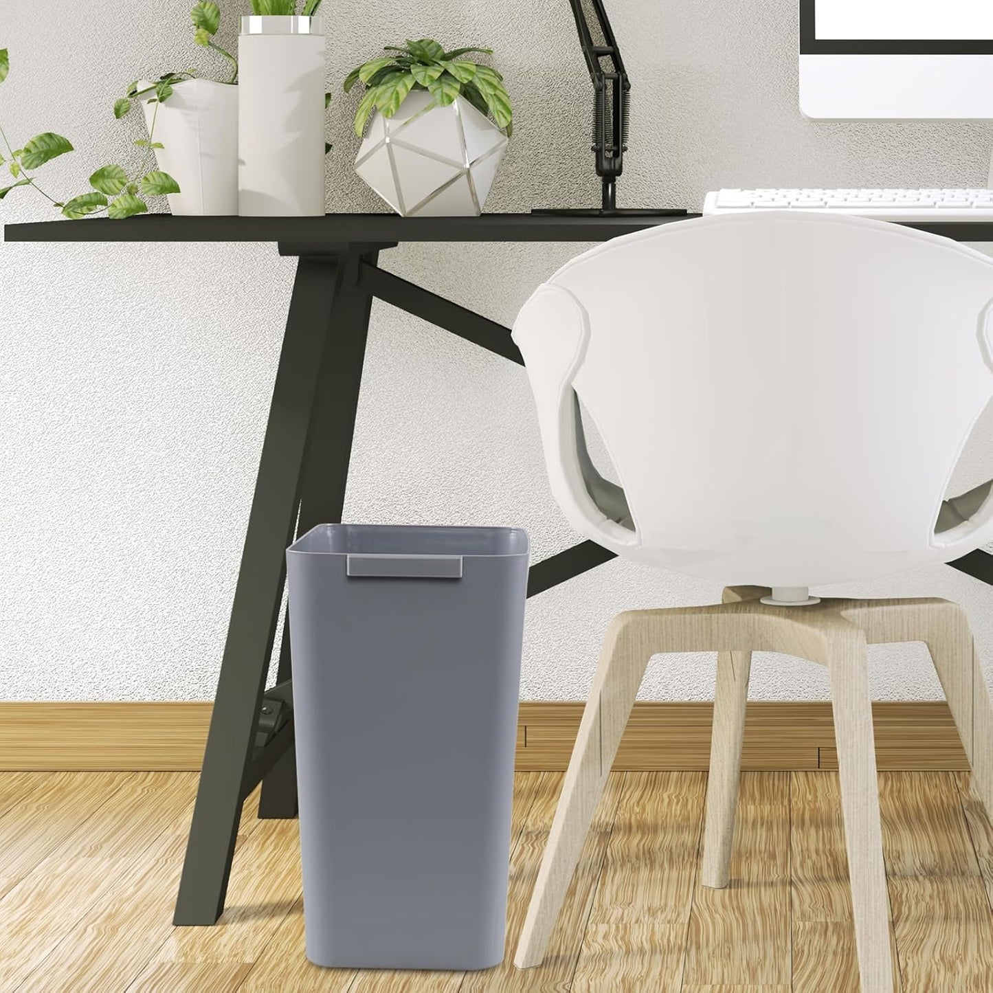 Zopnny Plastic Trash Can Wastebasket, Waste Bin, 4.5 Gallon, 3 Pack, Grey