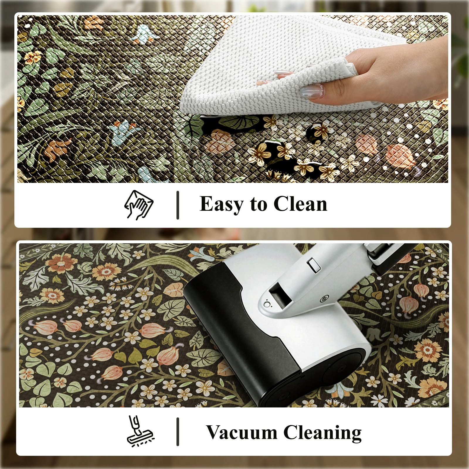 Collive Kitchen Mats for Floor, Kitchen Rugs Sets of 2 Non Slip Washable