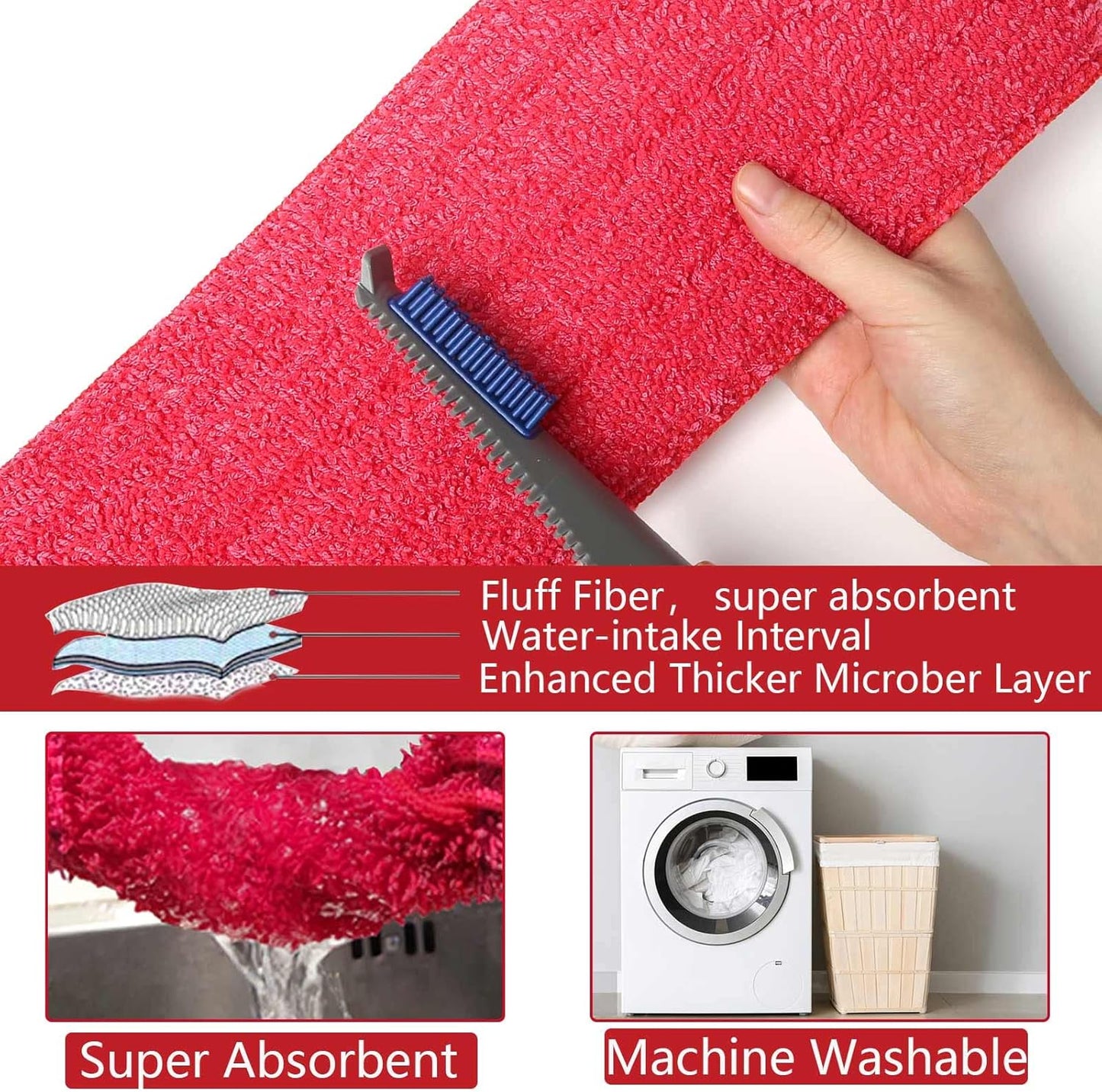 Mop for Floor Cleaning, Professional 18 Inch Washable Reusable 3 Pads Refills and Refillable Spray Bottle for Easy Wet Dry Mopping, Dust Flat Mops for Hardwood Laminate Tile