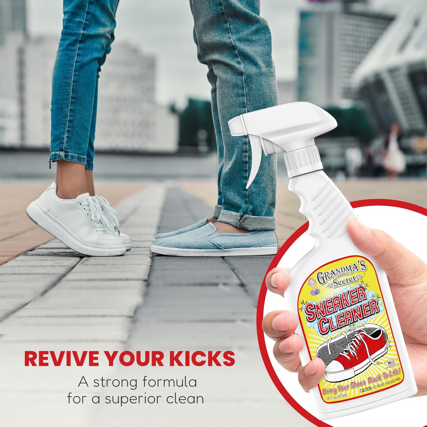 Grandma's Secret Sneaker Cleaner - Shoe Cleaner for Rubber, Canvas and Leather - Stain Remover Spray Removes Dirt, Grime and Grass - Sneakers Cleaner for Outdoor Shoes, Slippers and Moccasins ??16 oz