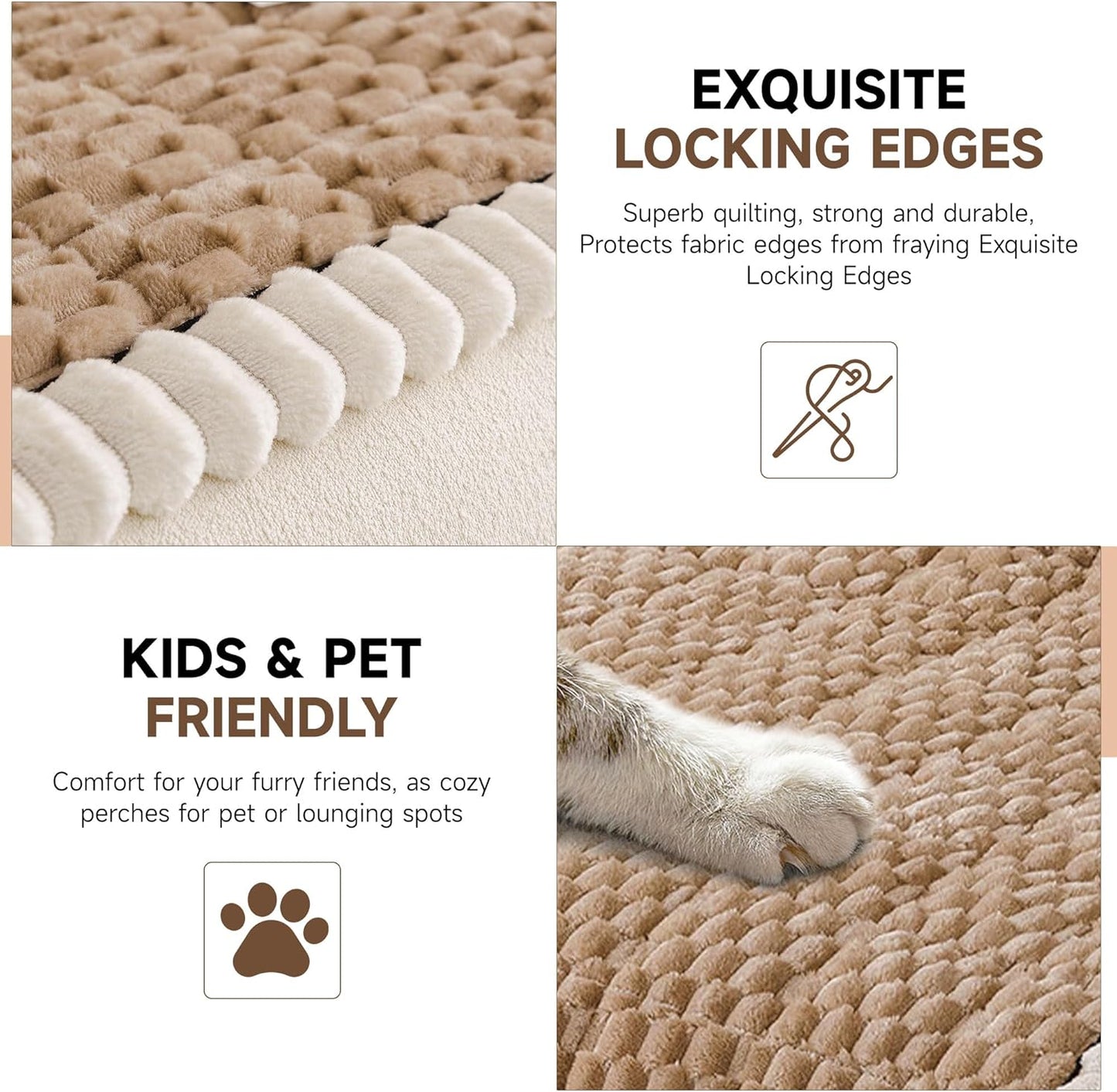 OTOB Couch Covers for Sofa Pet Friendly, Washable & Non Slip Fuzzy Dog Couch Cover Love Seat Sofa Slipcovers, All Seasons Cozy Soft Plush Furniture Protector Cushion Mat (Coffee, 27.6" x 59.1")