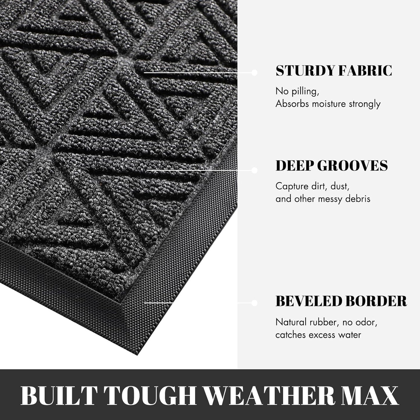 Yimobra Large Door Mat 47x24, All-Weather Waterproof Non-Slip Welcome Matt Outdoor, Heavy Duty Non Slip Doormat for Entryway for Patio and Garage Indoor, Easy Clean, Mix Grey