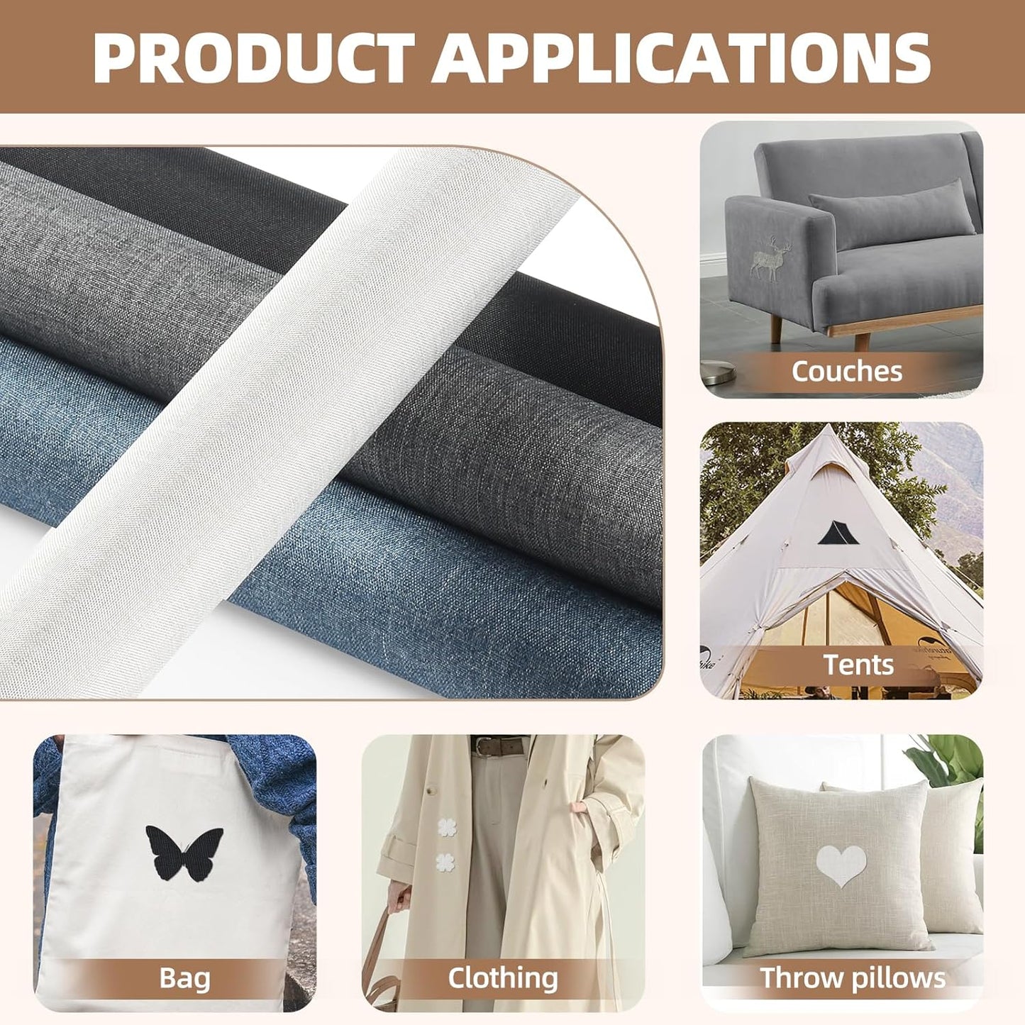 Fabric Repair Patch, 35X79 Inch Fabric Large Repair Tape, Self-Adhesive Patches for Furniture, Sofa, Car Interior, Shoes, Hand Bag, Clothing (Black, 35X79 Inch)