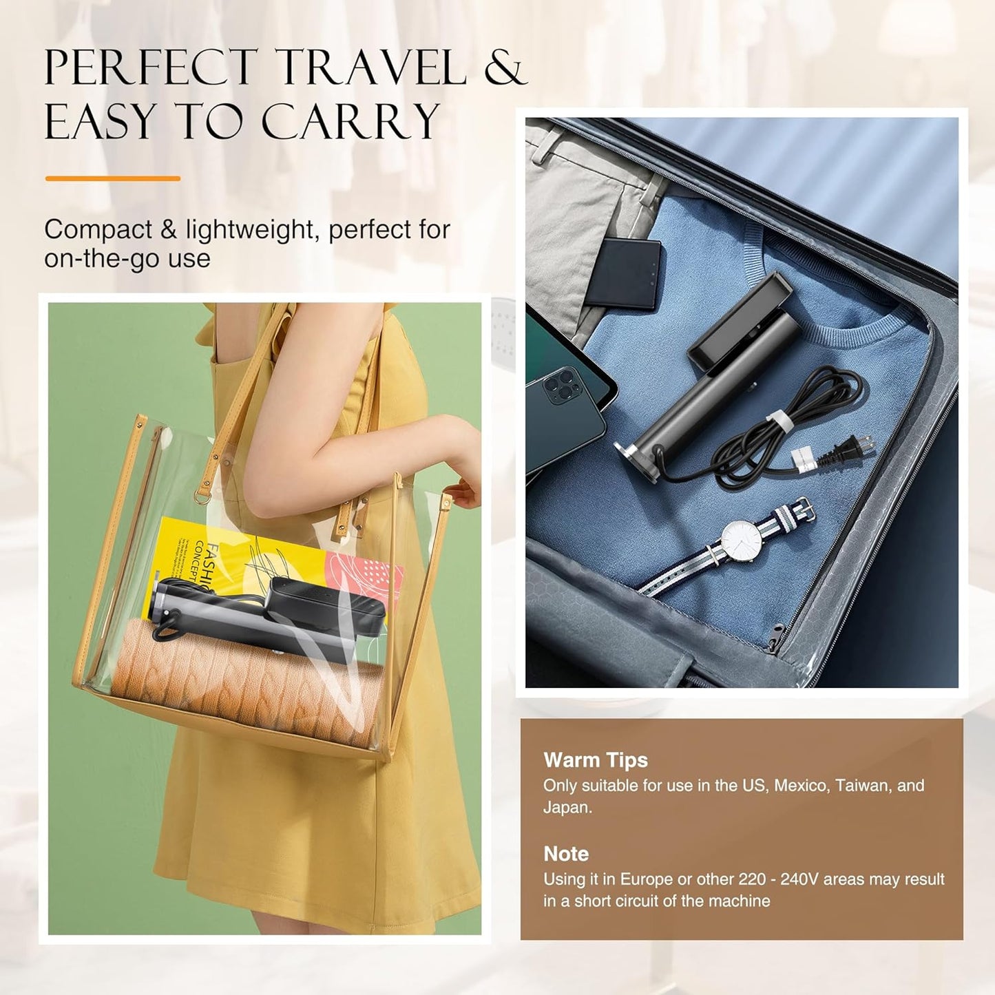 Steamer for Clothes, Portable Handheld Garment Steamer for Fabric Wrinkles Remover, 15s Fast Heat-up, 90ml Water Tank with Heat-Resistant Gloves, Convenient clothes steamer for Home, Office and Travel