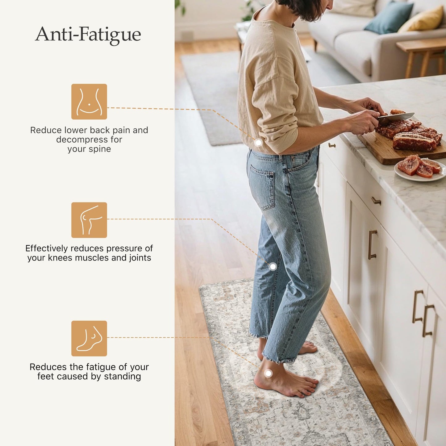GENIMO Anti Fatigue Kitchen Mats for Floor 2PCS, Cushioned Standing Mats