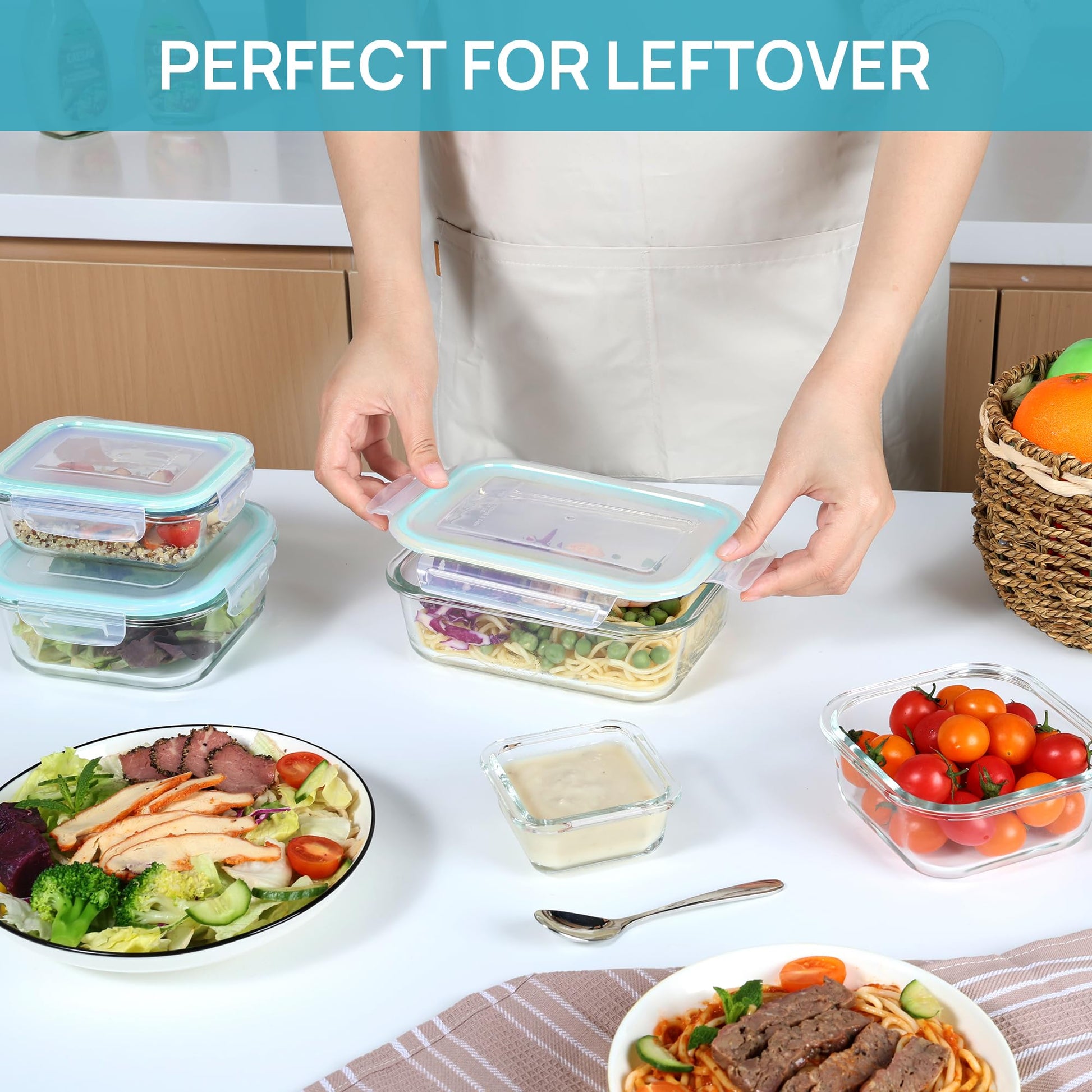 Vtopmart 8 Pack Glass Food Storage Containers with Airtight Lids