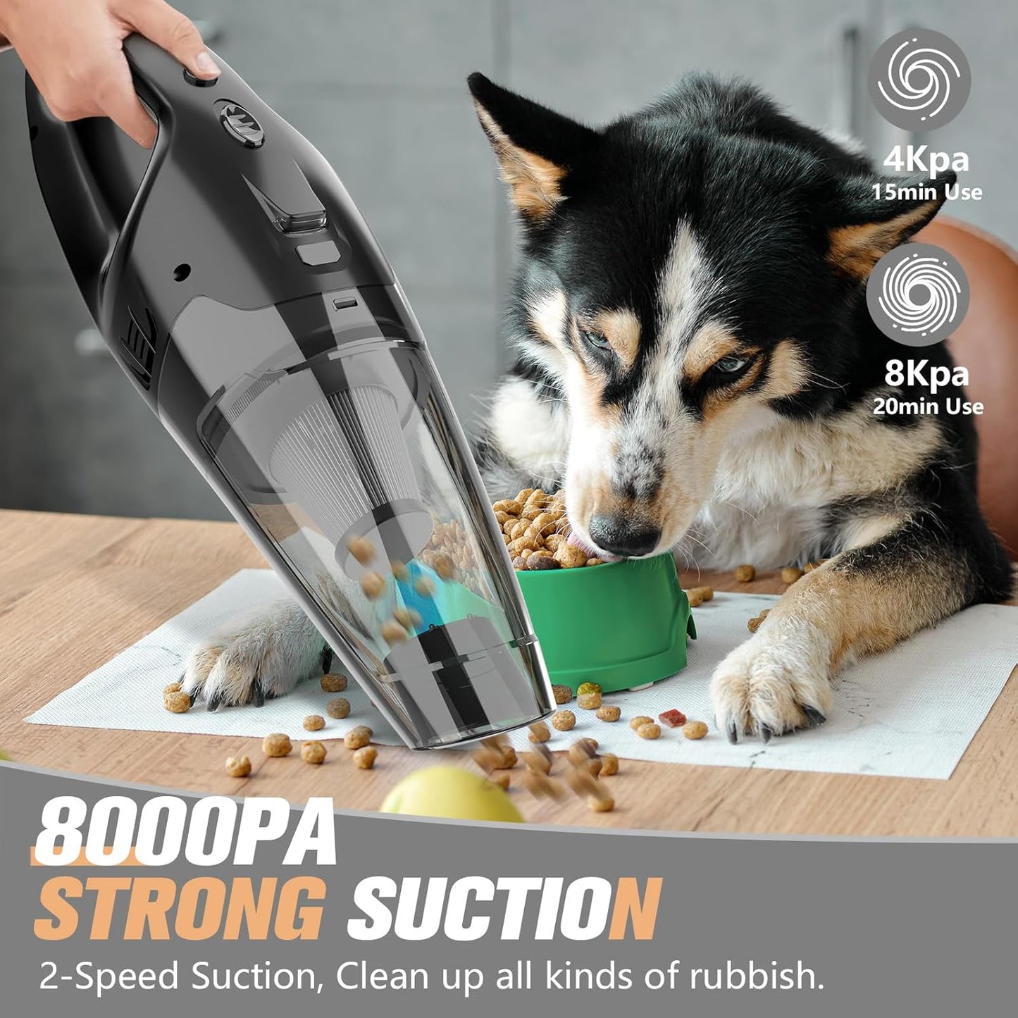 Handheld Vacuum Cordless Rechargeable with LED Light, Car Vacuum Portable Cordless, Hand Vacuum Cleaner Car Seats, Home, Quick Cleanup, Strong Suction, Lightweight, Includes Crevice Nozzle & Brush