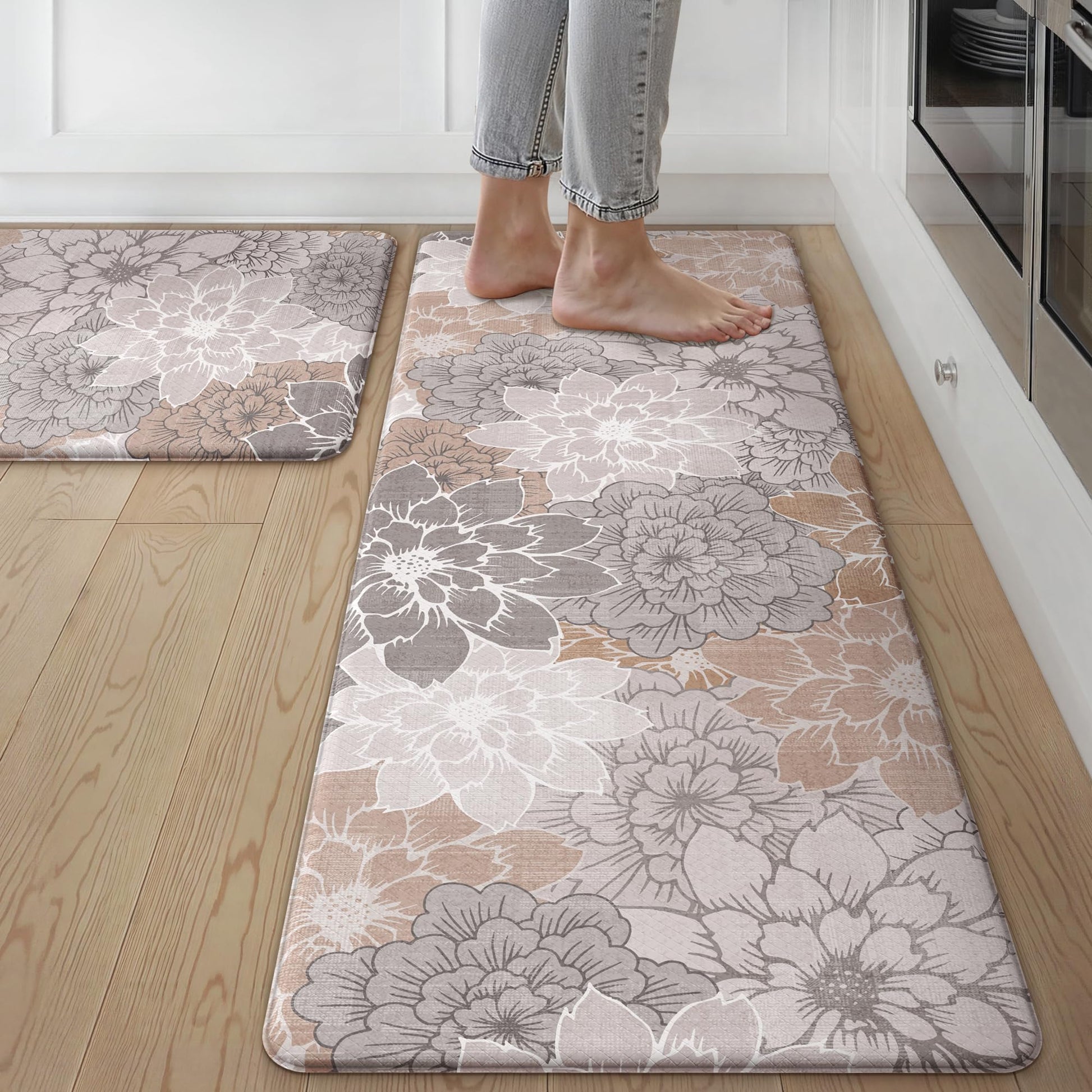 GENIMO Anti Fatigue Kitchen Mats for Floor 2PCS, Cushioned Standing Mats