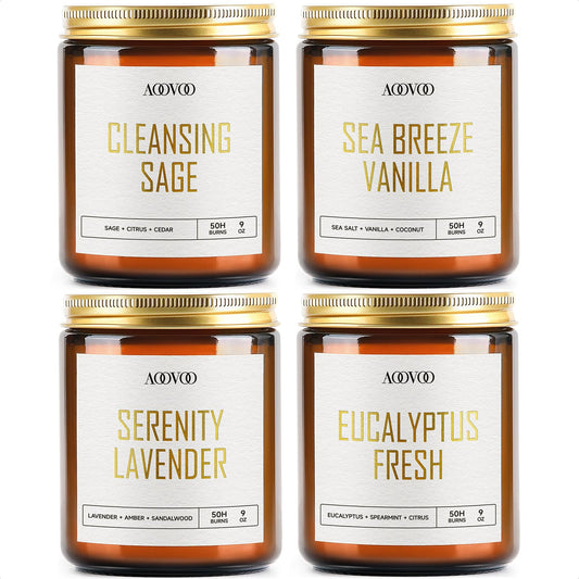 AOOVOO Scented Candles - 4PC Candle Set, 36 oz Soy Candles
