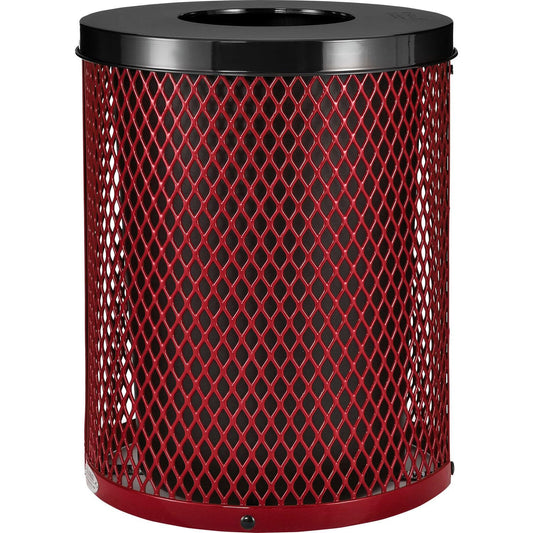 Global Industrial Outdoor Diamond Steel Trash Can with Flat Lid and Plastic Liner, 36 Gallon