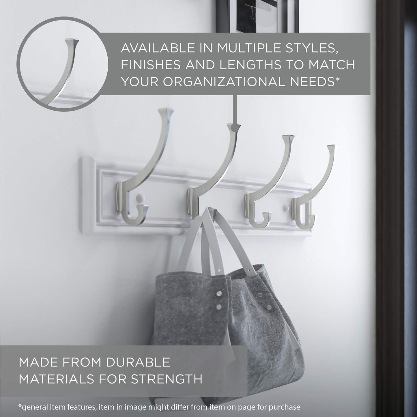 Liberty Hardware 129848 Wall Mounted Coat Rack with 5 Decorative Hooks, 27-Inch, Satin Nickel and